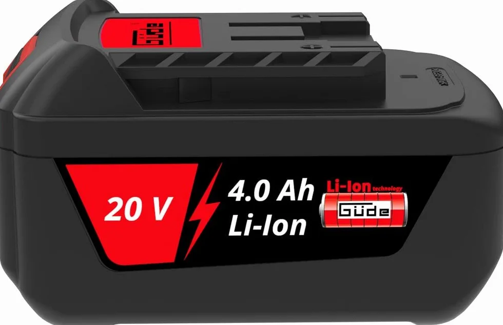 Güde 95811 Batteria AP 20-40.1 (batteria agli ioni di litio 20 V, 4 Ah, 80 Wh, indicatore di stato di carica, adatto per tosaerba a batteria n. 95809 e 95814, peso 0,6 kg)