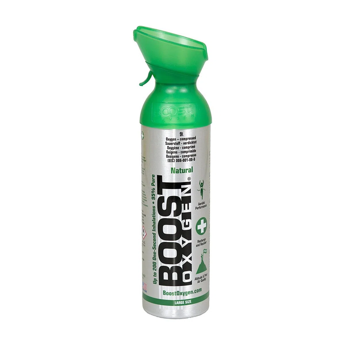 Boost Oxygen Grande Aroma Naturale 9L Bomboletta | Supporto respiratorio per recupero aerobico, altitudine, prestazioni e salute (Confezione da 1)