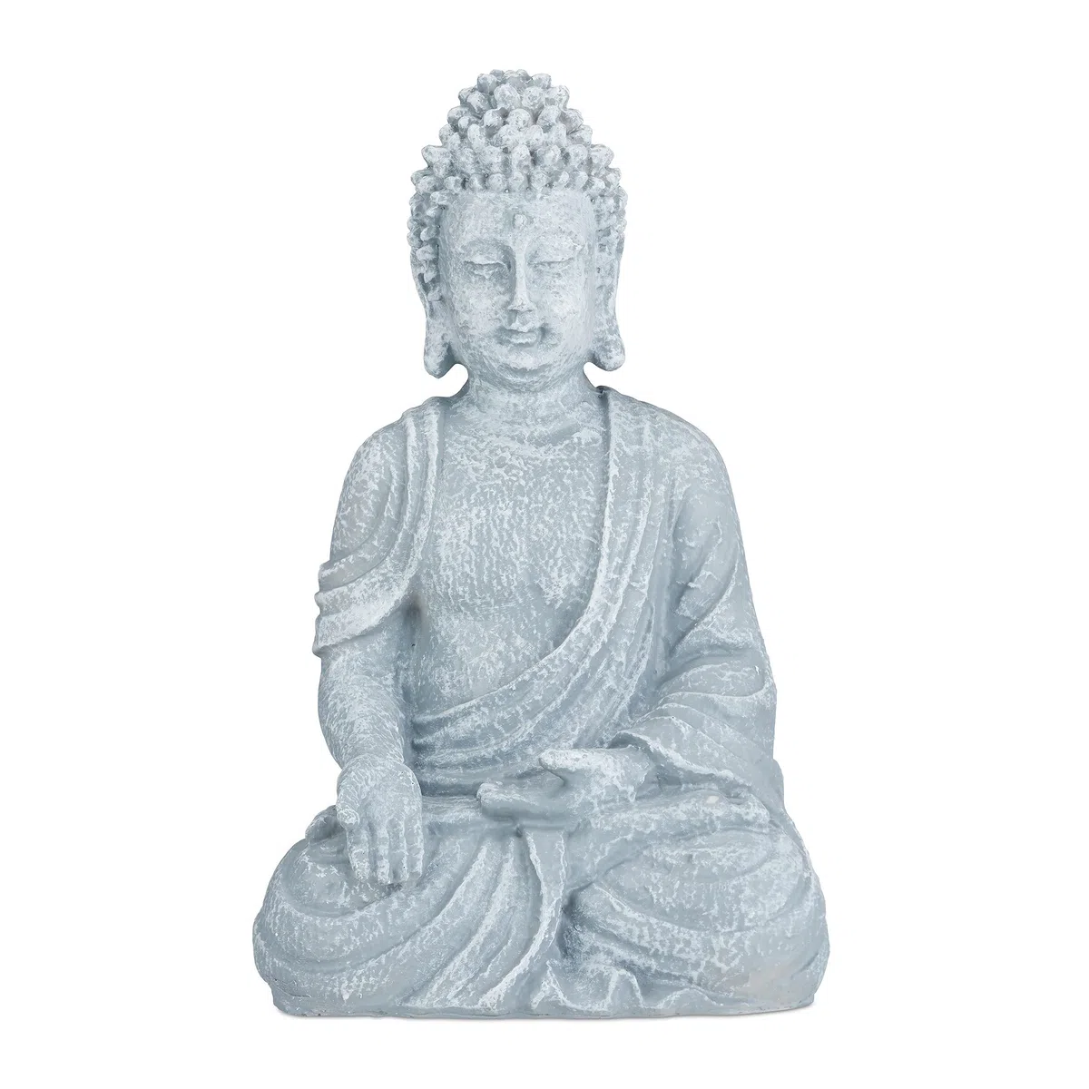 Relaxdays Statua Zen del Buddha Seduto XL, 40 cm, Feng Shui, per Esterni, da Giardino, Decorativa, Grigio Chiaro