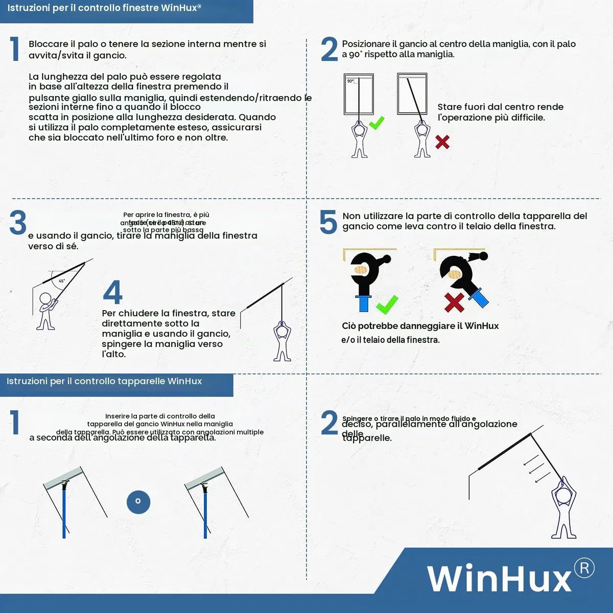 WinHux Asta Telescopica per Velux 1,2-3,0 m – Bastone Apri Finestre con Blocco a Pulsante e Gancio Antiscivolo, Compatibile con VELUX, Keylite, Fakro, Rooflite