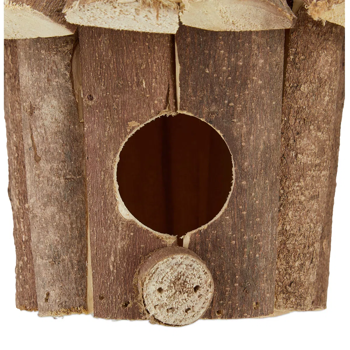 Relaxdays Casetta per Uccelli, Decorazione da Appendere, Legno Non Trattato,Balcone & Giardino, 16x16x16 cm, Naturale