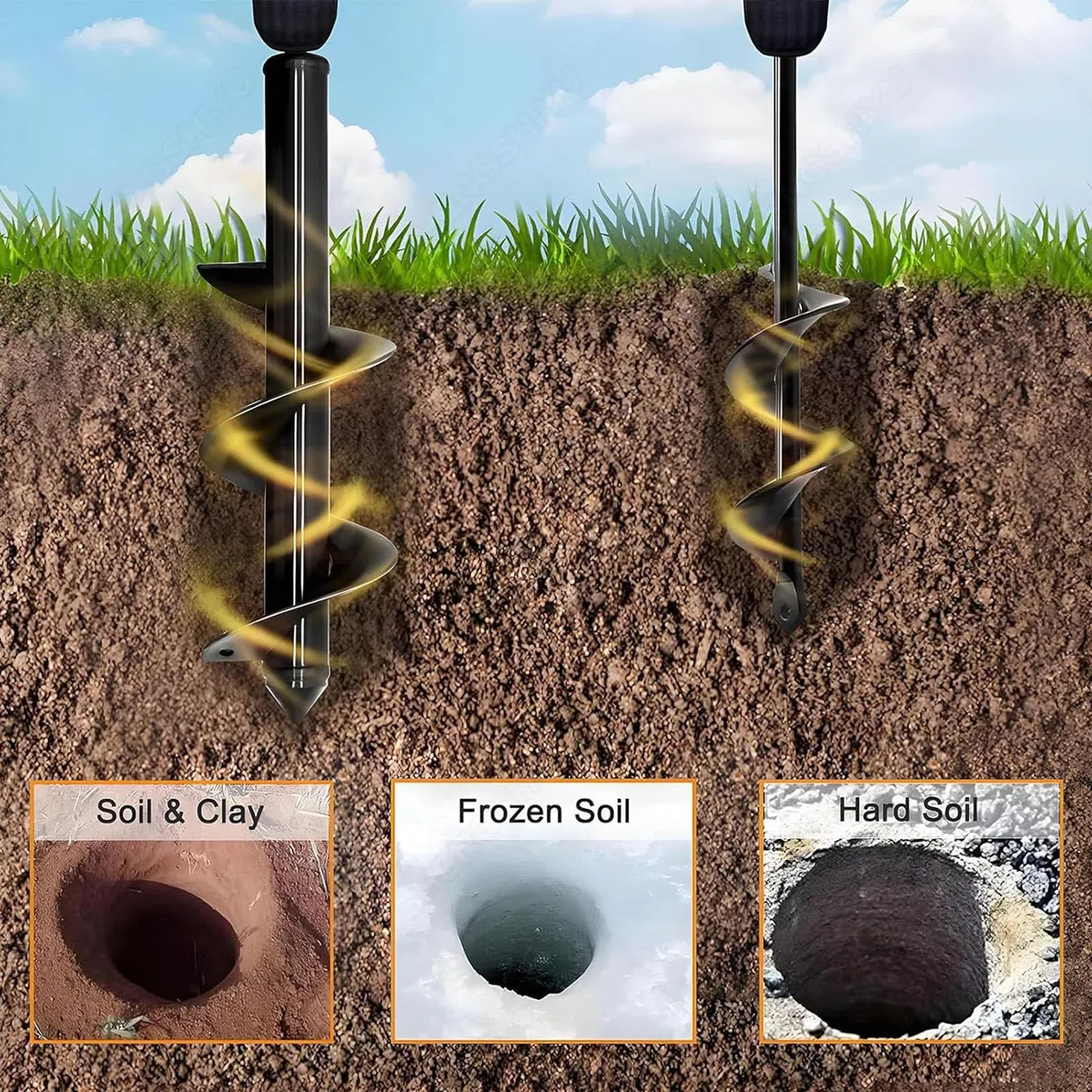 Trivella per Pali Gas Terra,Trivella Motozappa Benzina,158cc 8.5 CV, Motore Potente,Impugnatura Antivibrazione,per Foratura Terra, Trapanaggio,Giardinaggio e Lavori Agricoli 4cm