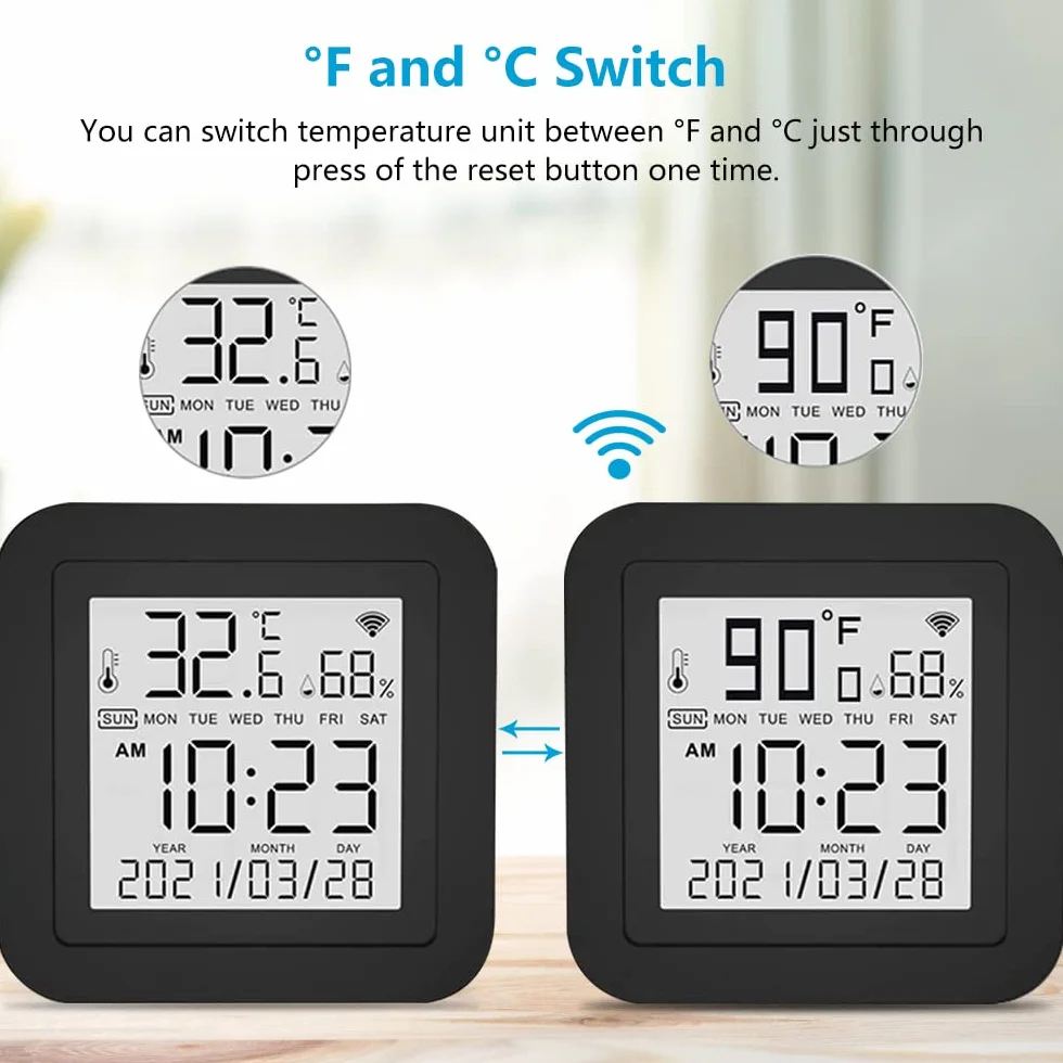 eMylo Smart WiFi Telecomando IR con Sensore di Temperatura e Umidità Universale Termometro Igrometro per Interni Tuya Controllo App Compatibile con Alexa Echo per TV, AC, Audio