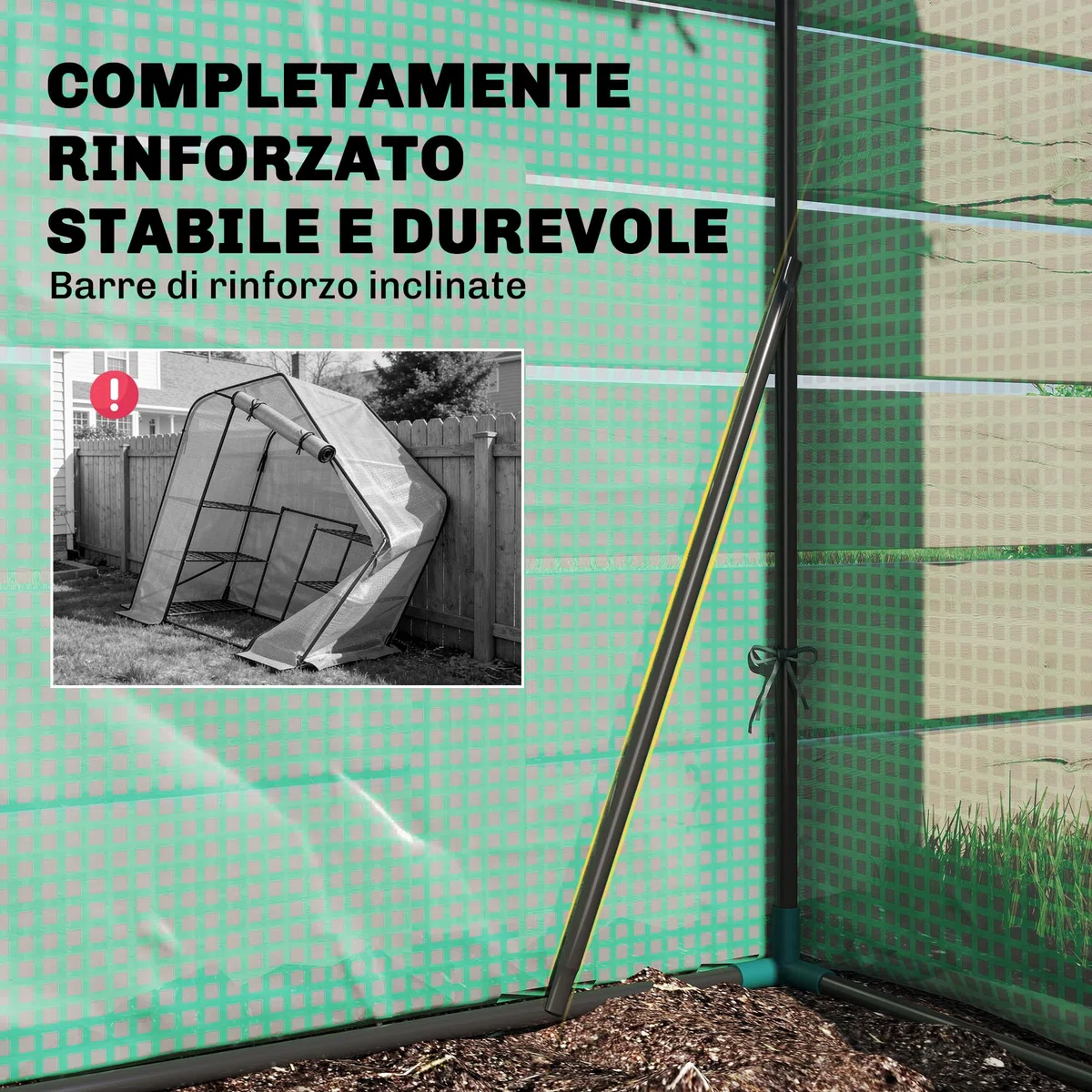 Outsunny Serra da Giardino con Porta Avvolgibile e Scaffale a 2 Ripiani, Serra per Orto con Struttura in Acciaio e Copertura PE, per Piante Orto Verdure Fiori Frutta, Anti UV, 143x73x195 cm, Verde