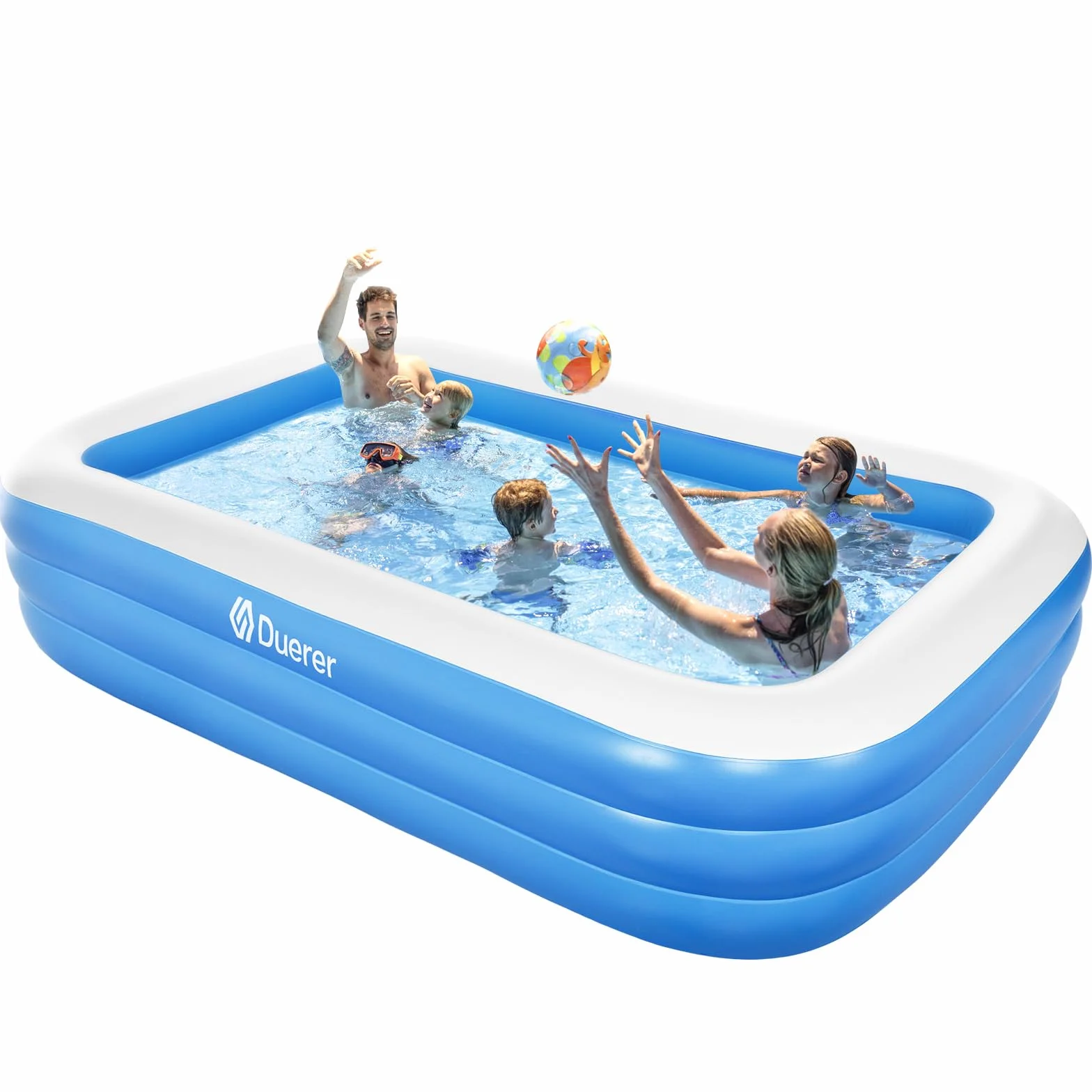 Duerer Piscina Gonfiabile Bambini con Adulti Rettangolare 305cm x 182cm x 56cm, Piscine fuori terra, Piscina per Famiglie per Cortile, Festa Estiva in Acqua, all'aperto Giardino swimming pool