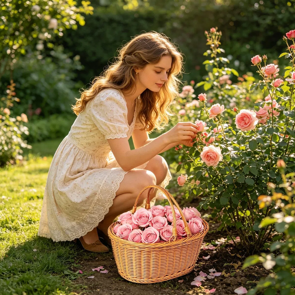 Cesto da Picnic con Manico - Raccolta E Conservazione Della Frutta - Cestino Vuoto per Pane - Per Campeggio, Picnic, Spesa, Giardino, Cortile, Prato, Gite In Auto, Casa