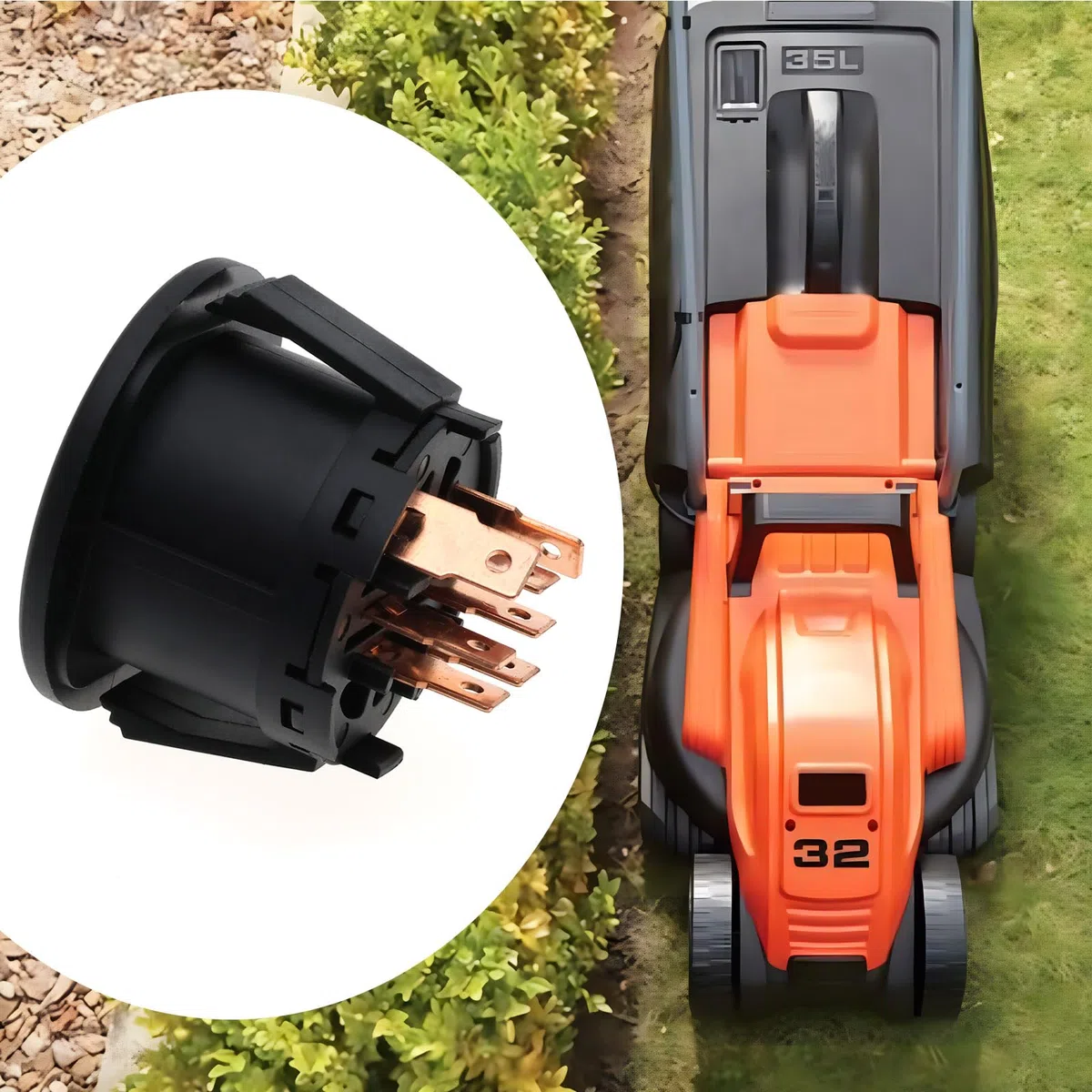 Interruttore di accensione per trattore tosaerba, 4 posizioni, con 2 chiavi, compatibile con tosaerba Husqvarna 193350 532193350