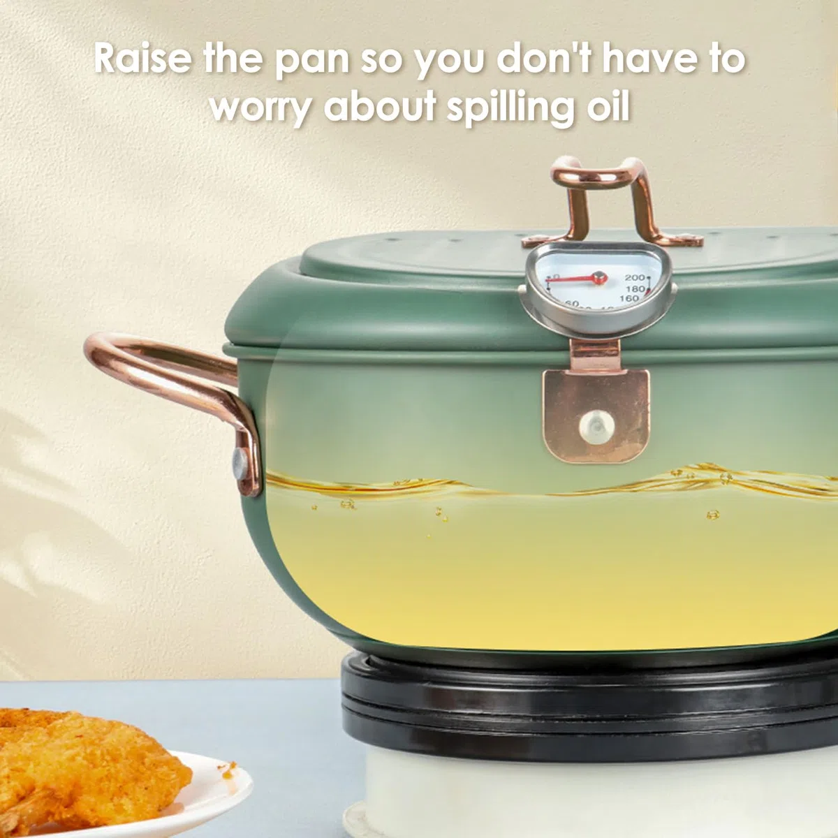 Pentola per Friggere in Acciaio Inossidabile, Friggitrice per Tempura con Termometro, Coperchio e Scolagocce per Olio, Padella non Rivestita in Stile Giapponese per Patatine Fritte, Pesce, Gamberi