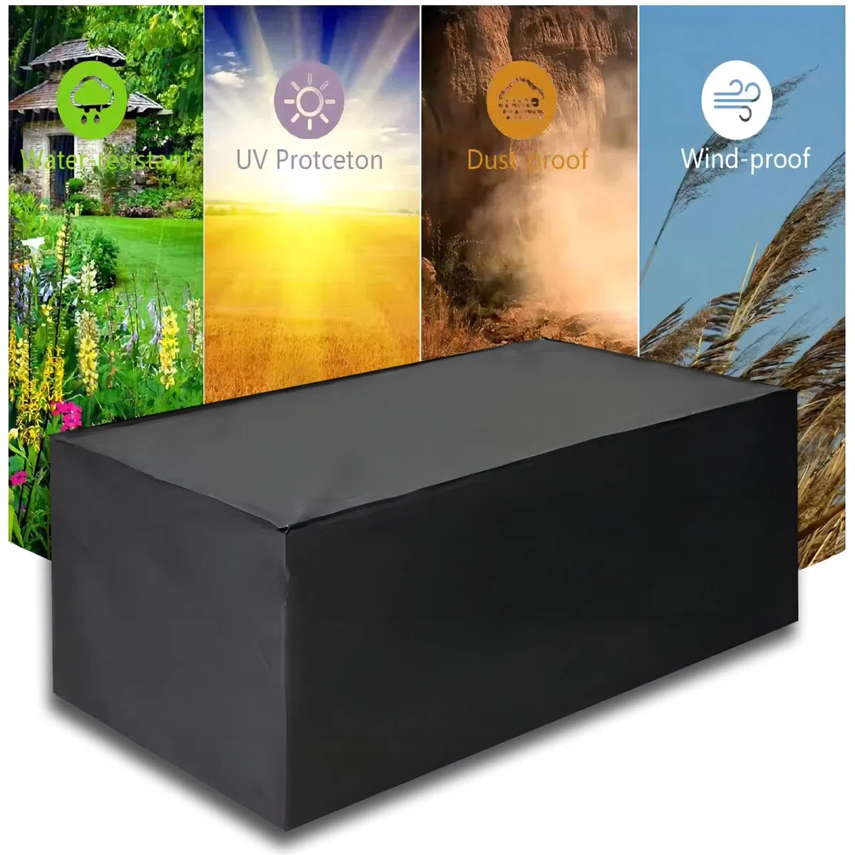 Copridivano da Esterno Impermeabile, 120x50x80cm Nero 420D Oxford Coperture per Mobili da Giardino, Copertura Tavolo Esterno Telo Copertura per Giardino, Anti-UV Telo Copri Divano da Giardino