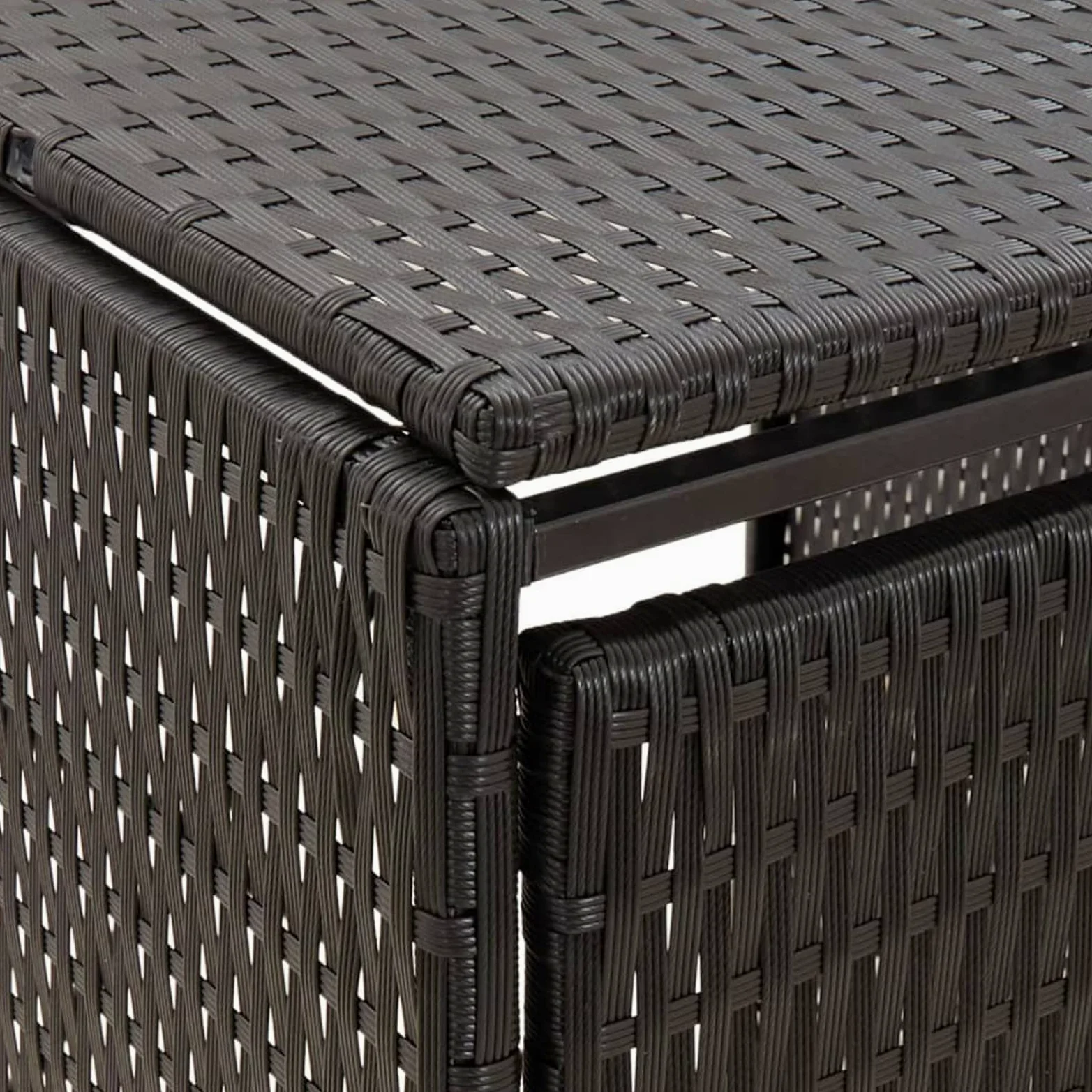 Azzrora Copri Bidoni Spazzatura Esterno, Copribidoni Spazzatura Esterno, Copri Bidone Spazzatura da Esterno, Copribidone Quadruplo Nero 274x80x117 cm in Polyrattan