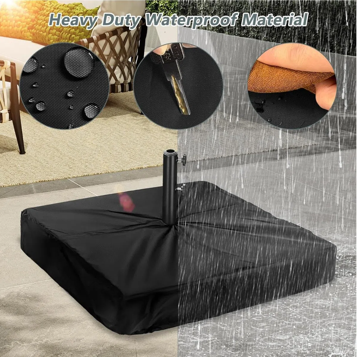 Ombrellone coperta, Ombrello Stand Protector Cloth Bag, Outdoor Sunshade Base Cover, Ombrellone Protezione per Backyard, Pool Deck, Beach, Garden, Yard, Patio, 42.13x42.13x5.12 Inches