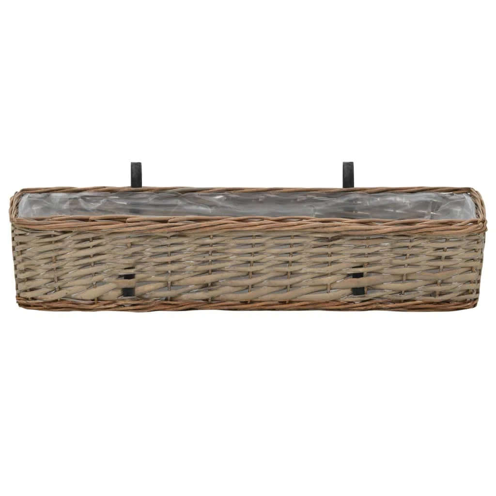 vidaXL 2X Fioriere da Balcone Vaso Giardino Giardinaggio Porta Fiori Cachepot Portavaso Fiori Giardiniera 80x20x15 cm in Vimini con Rivestimento PE