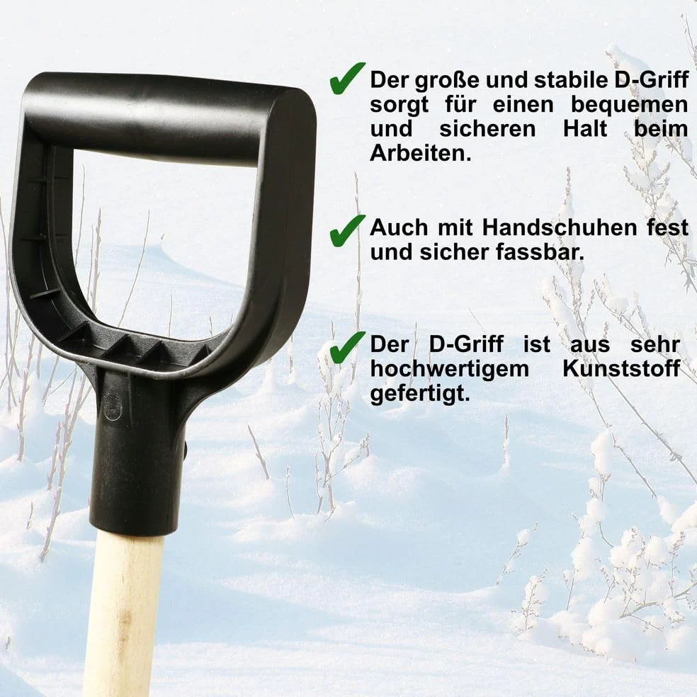 MePla Pala da neve Smart 48 con manico in legno robusto e bordo in alluminio robusto – La pala è perfetta per l'inverno – Acquisto veloce ed economico