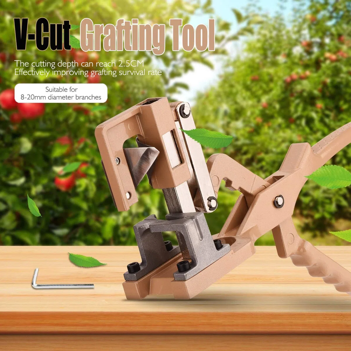 Kit per potatura da innesto, strumenti per innesto di alberi da frutto con manico antiscivolo, design con scanalatura a V, leva senza sforzo per una cura e una manutenzione efficienti delle piante