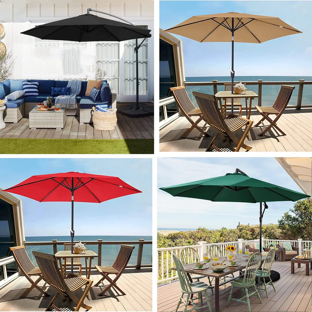 Copertura di ricambio per ombrellone 3 m/270 cm/2 m/230 cm/250 cm, 8 montanti/6 montanti, antracite/blu/grigio/rosso/beige, ombrellone in tessuto protezione UV 80 resistente al vento
