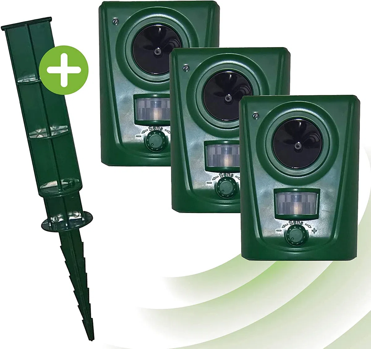 ISOTRONIC repellente animali ultrasuoni selvatici uccelli cani gatti martore batteria picchetto giardino incluso raggio 60m² 3 pezzi efficace esterno dissuasore protezione difesa ecologico stop