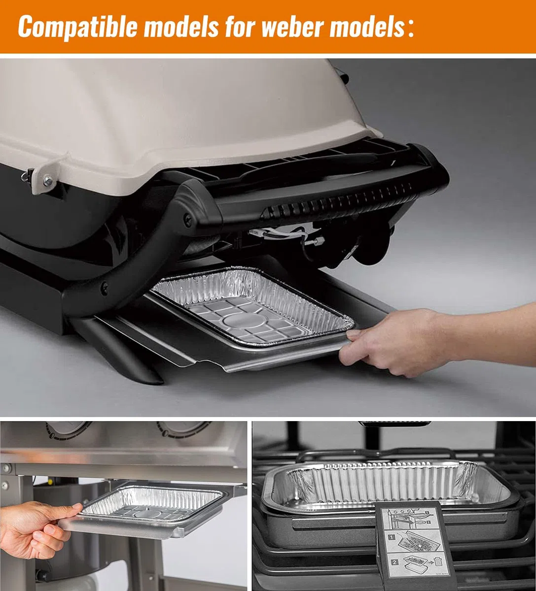 NUPICK Confezione da 30 padelle per griglia compatibili con Weber, 6415, accessori per griglia per Weber Spirit, Genesis, Traveler, serie Q, fodere per grasso per grill, vassoi per grasso in alluminio