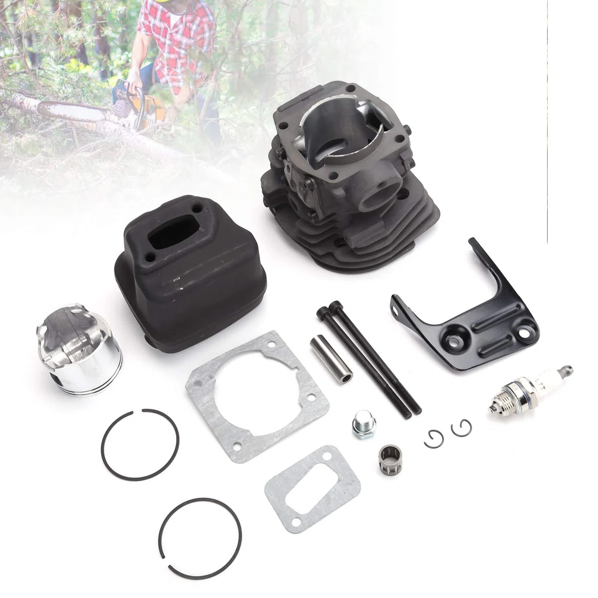 Kit Silenziatore Cilindro Pistone Accessori Professionali per Attrezzi da Giardinaggio per CS2150 CS2152, Lega di Alluminio e Ferro di Alta qualità, Adatto per gli Appassionati di Giardino