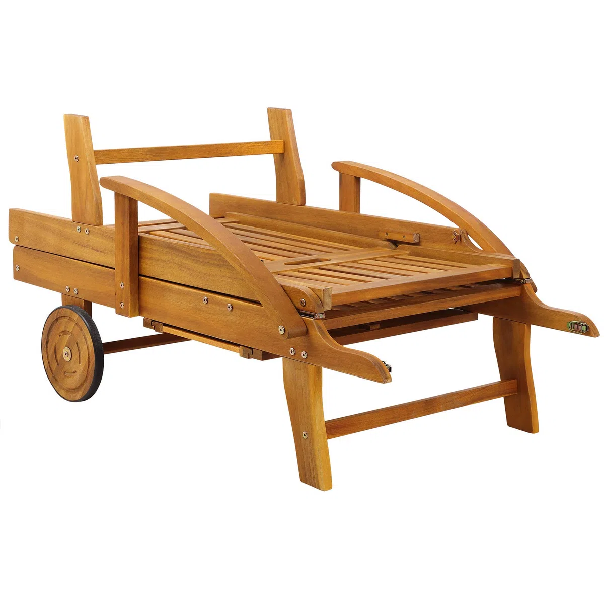 CASARIA Sedia a Sdraio 2x Tami Sun in Legno Acacia Tavolino Estraibile Lettino Prendisole Pieghevole