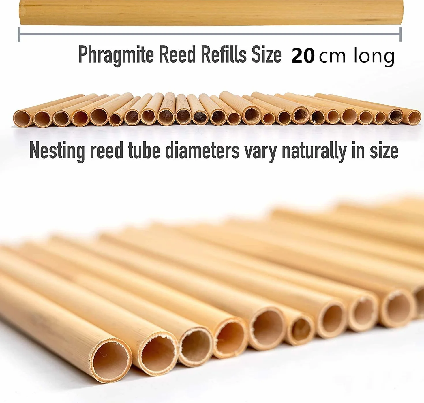 200 cannucce di grano + 50 cannucce + 20 tubi di bambù prefabbricati da 20 cm, materiale di riempimento, aiuti per nidificazione, api selvatiche, per insetti, casetta per api selvatiche
