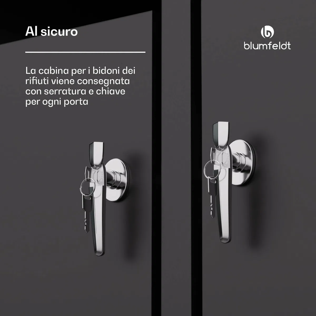 Blumfeldt BinSafe - Copri Bidone della Spazzatura –Acciaio Zincato Resistente, 2 Sportelli & Tetto a Fioriera, Adatto a Bidoni 60L/120L/240L, Serratura a Chiave, Design Moderno, Copribidone da Esterno