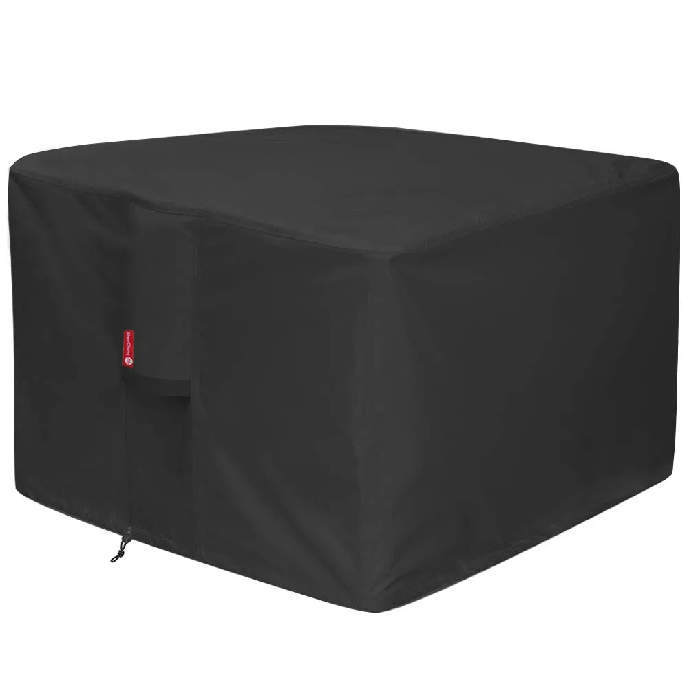 Copertura quadrata per braciere a gas, in robusto tessuto con rivestimento in PVC 100% impermeabile, di alta qualità, anti-crepa, adatto per caminetti / tavolo 76,2 cm, 78,7 81,3 (L x A) 61 nero