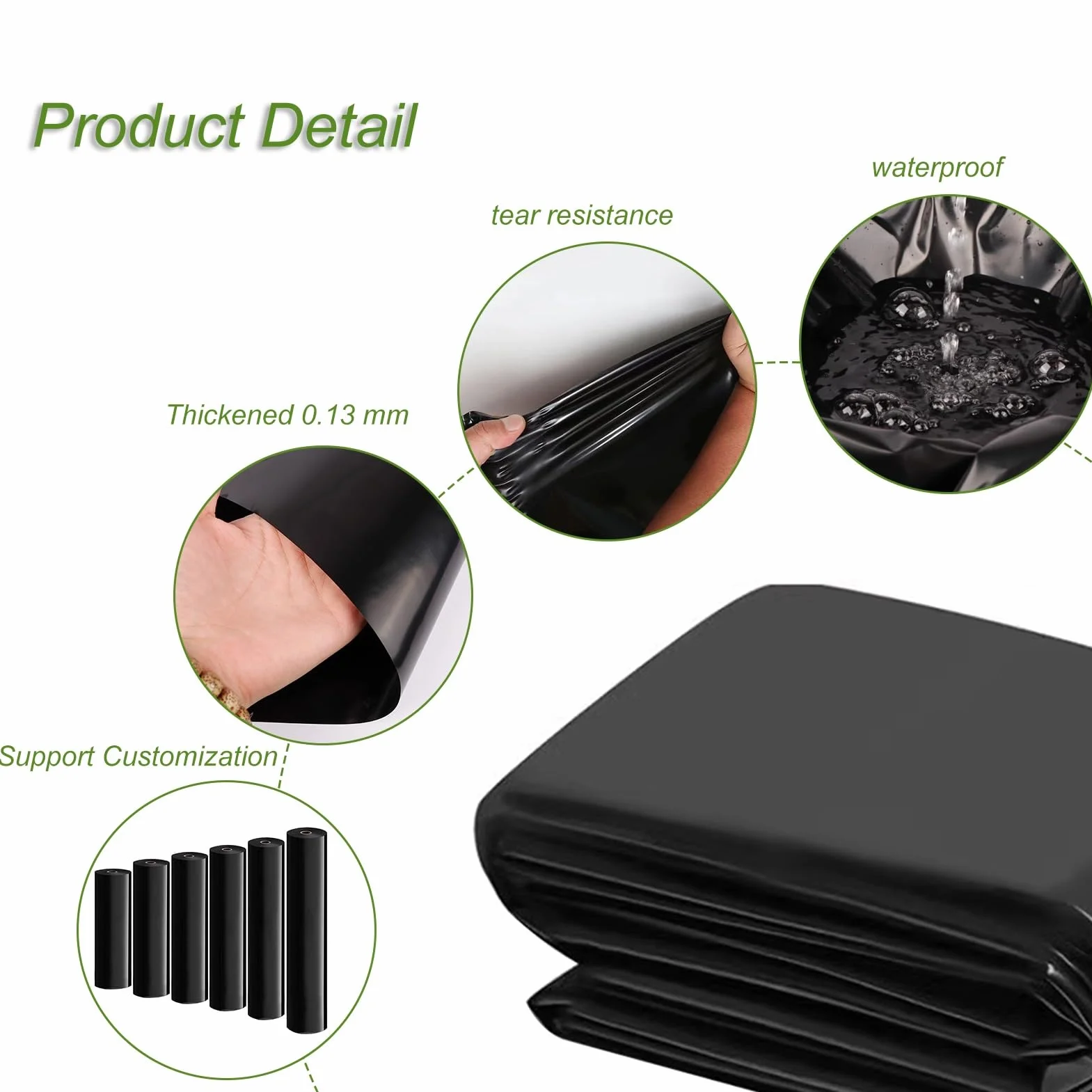 Rivestimento per stagno ad alta resistenza da 5 mm PEHD per stagni e fontane Dimensioni: 1x10m 2x8m 3x7m 4x6m 5x5m 6x12m 7x10m 8x12m 10x15mPerfetto per le caratteristiche dell'acqua