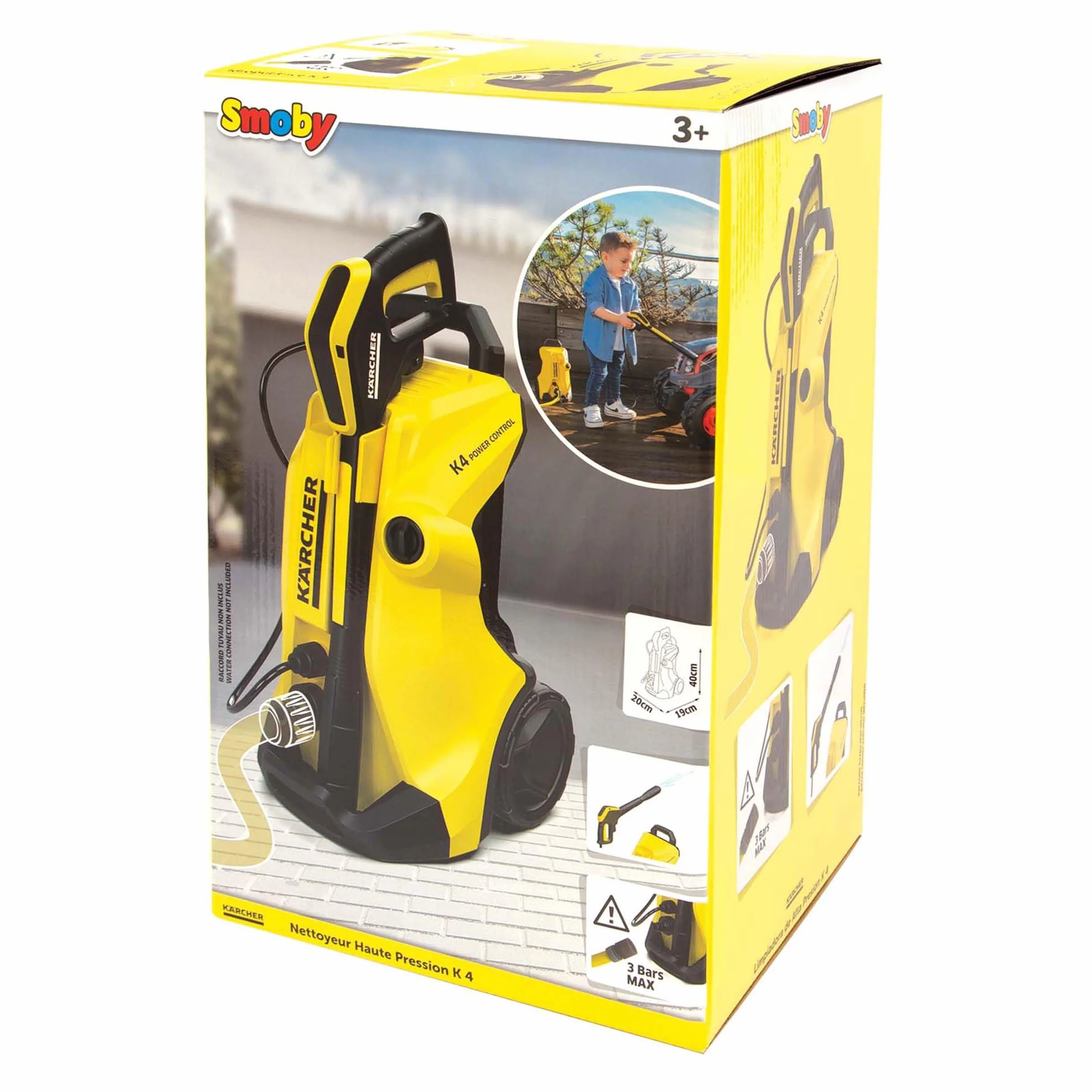 Smoby- Karcher idropulitrice, 7600360902, +3 Anni, collegabile al Tubo dell'Acqua, con Ruote e Maniglia, 2 getti Diversi
