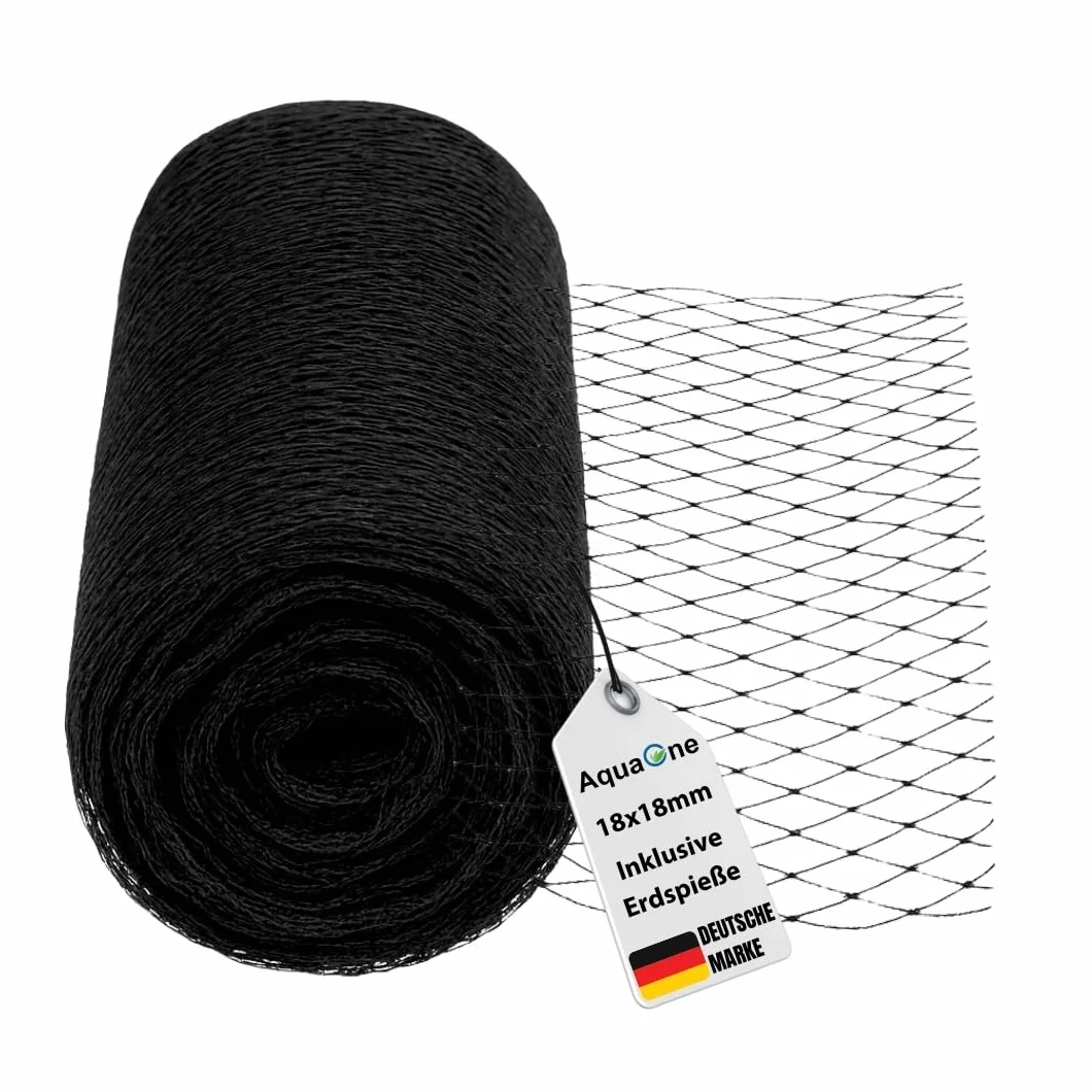 AquaOne Copertura per Laghetto, Rete a Maglia Fine, 6 x 6 m, Nero, Protezione per Laghetto Senza Foglie, 20 Spiedini