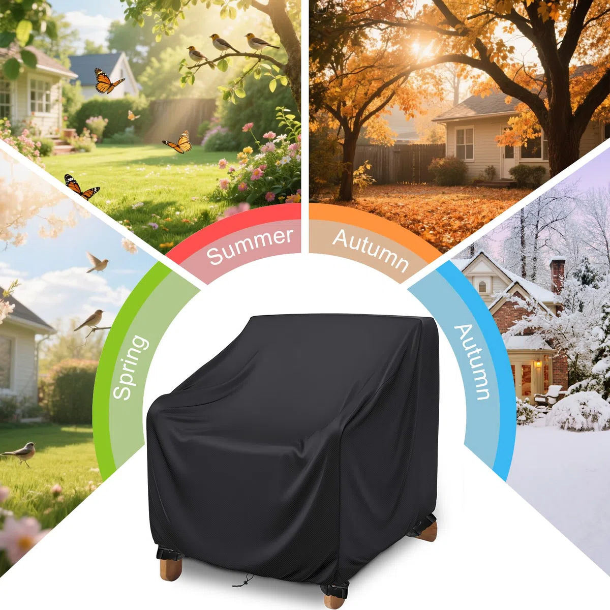 Copertura Sedie Giardino, Coprisedie Esterno Impermeabile, Tessuto Oxford 420D Copri Sedie Esterno, Fodera Impermeabile, Resistente All'Inverno, Resistente ai Raggi UV, Copri Sedie da Giardino