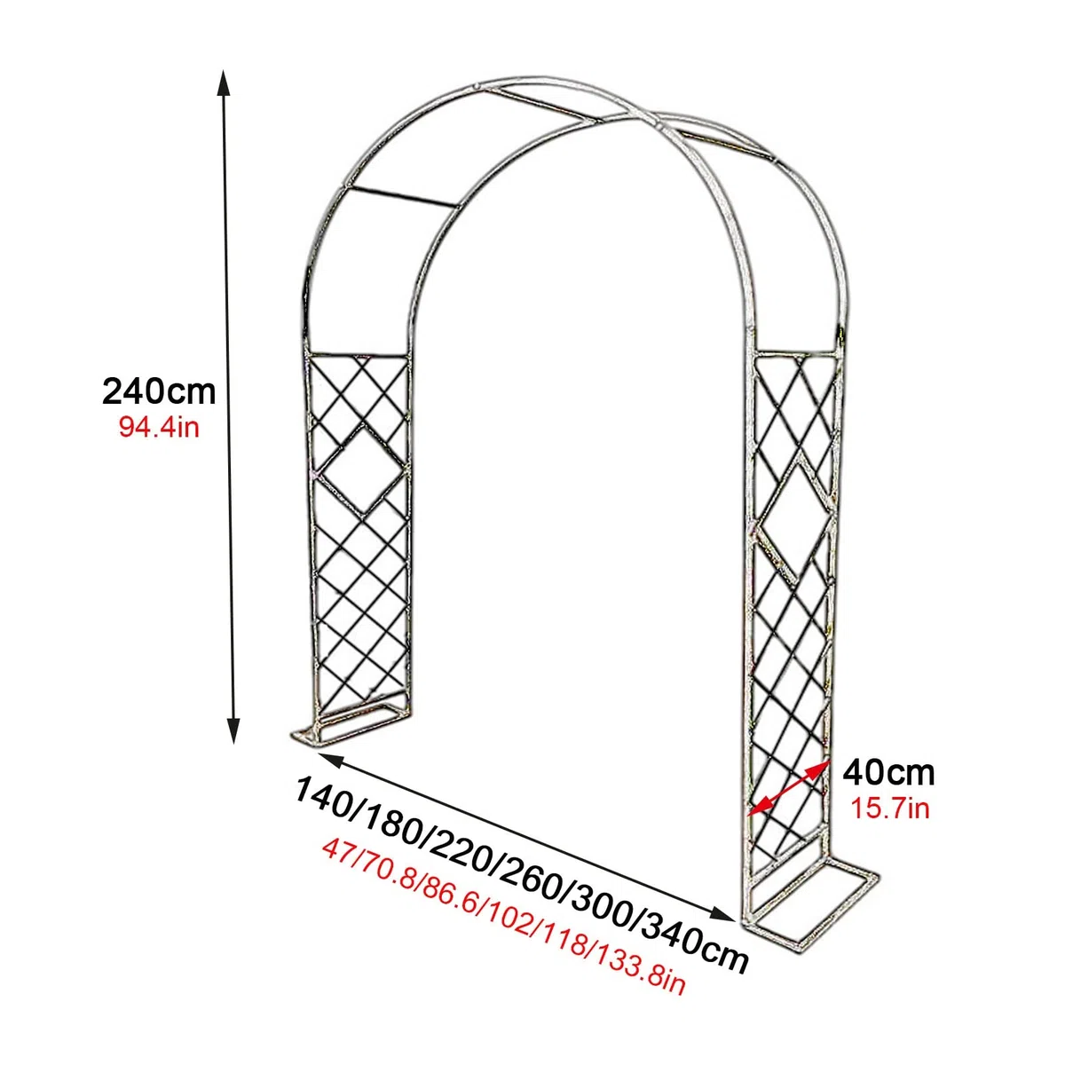 Arco da giardino per piante rampicanti, griglia in ferro battuto, arco per rose, pergolato decorativo da giardino, facile da installare, per esterni, prato, terrazza, matrimoni e serate romantiche