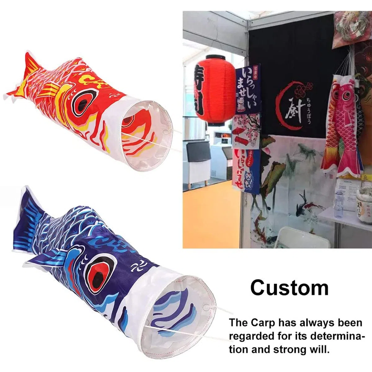 Giapponese Carpa Windsock Manica a Vento Stile Giapponese Carpa Vento Appeso Aquiloni Bandiere di Pesce Streamer Pesce Bandiera Kite Koinobori Decorazione Streamer Bandiera Appesa Fish 40cm 2 Pezzi