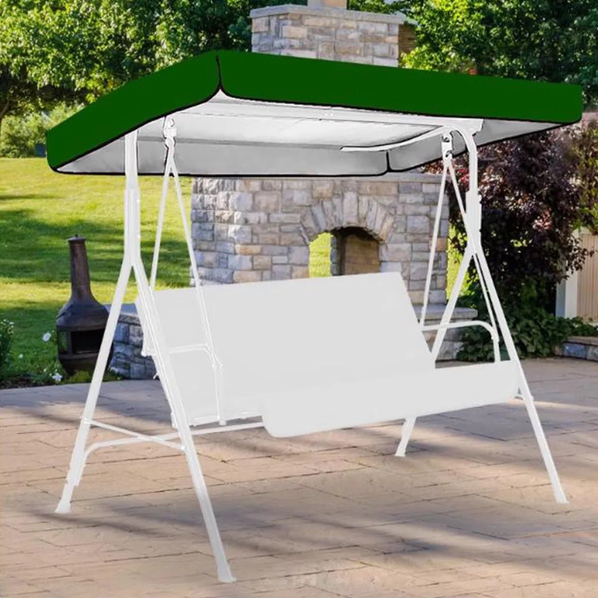 Tettuccio per Dondolo, Universale Copertura per Tetto per Altalena Hollywood, a 2-3 Posti, Tetto di Ricambio Anti-UV e Impermeabile(Beige,190T:191 * 120 * 18/23cm)