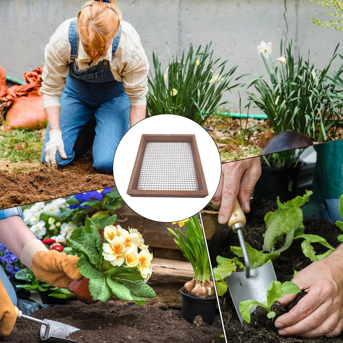 Grande setaccio del suolo - setaccio di terreno grande per rocce | Rack da setaccio da giardino manuale multifunzionale con grande capacità | 29x32.5x5cm Strumento riutilizzabile Efficiente alimentazi