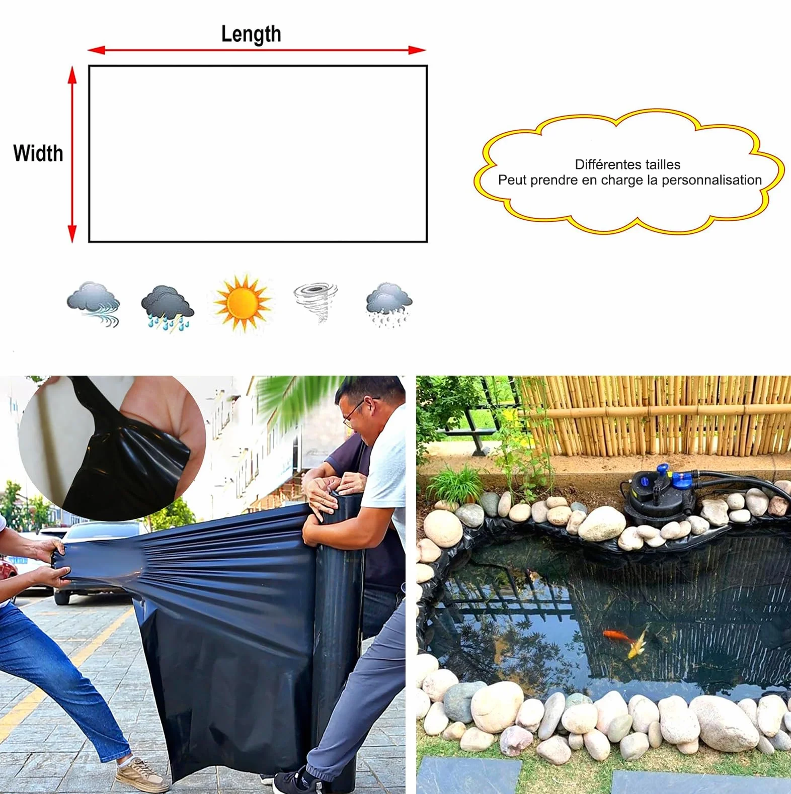 Rivestimento per stagno in EPDM da 7 x 11,5 m, membrana impermeabile flessibile, durevole e facile da installare, versatile per uso esterno, perfetto per piscine da giardino e giochi d'acqua