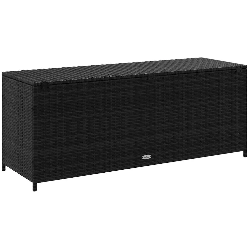 Scatola portaoggetti da giardino in resina intrecciata, 150 x 50 x 60 cm, colore: Nero | Uso come panca, telaio in acciaio verniciato a polvere, stoccaggio cuscini coperte ninnoli