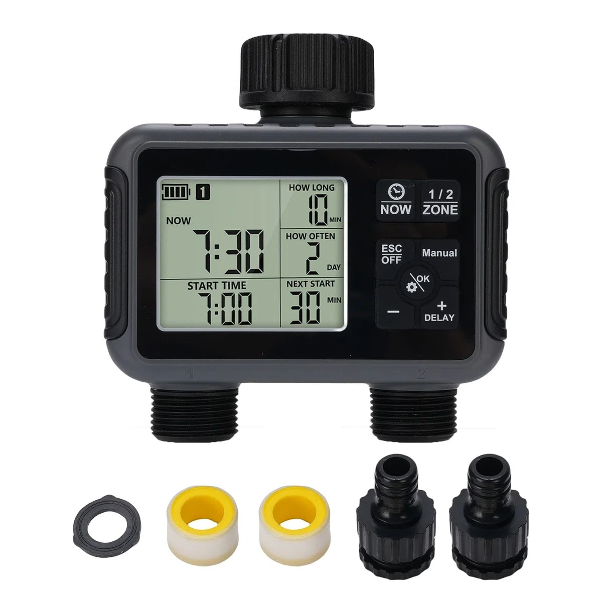 Display LCD con Timer Programmabile per Tubo Flessibile a Prova di Pioggia IPX5 3 modalità di Irrigazione per Irrigazione a Goccia del Prato del Patio, Materiale ABS