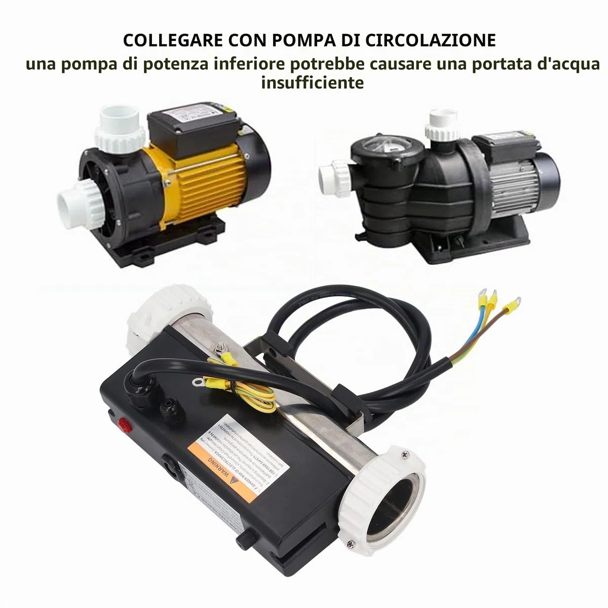 Tnfeeon Riscaldatore per Piscina Riscaldatore Elettrico per Vasca Idromassaggio Termostato per L'acqua con Controllo della Temperatura Riscaldamento Autonomo per Vasca Idromassaggio (3KW)