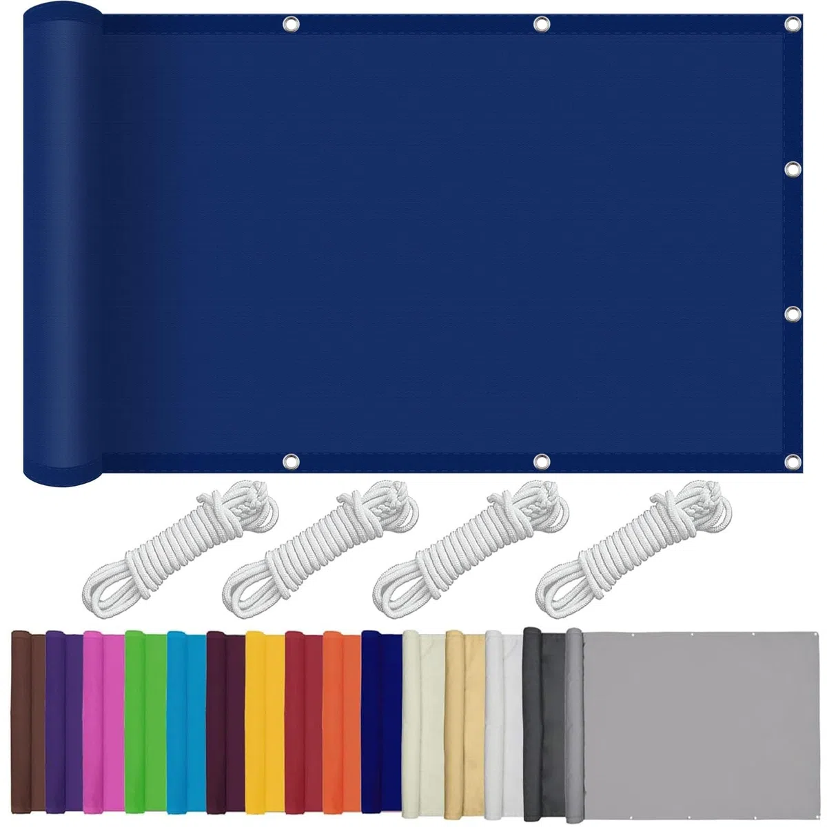 Tettoia impermeabile 1,5 x 5 m – blu scuro protezione solare per patio esterno e giardino con occhielli e corda resistente ai raggi UV e copertura per una migliore t