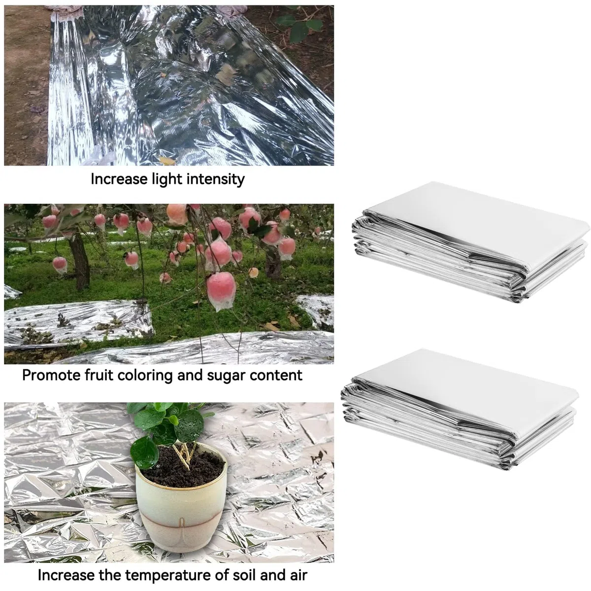 2 Pezzi Film Mylar per Serra e Giardino, Riflettenti 210 x 120 cm Argento Pellicola