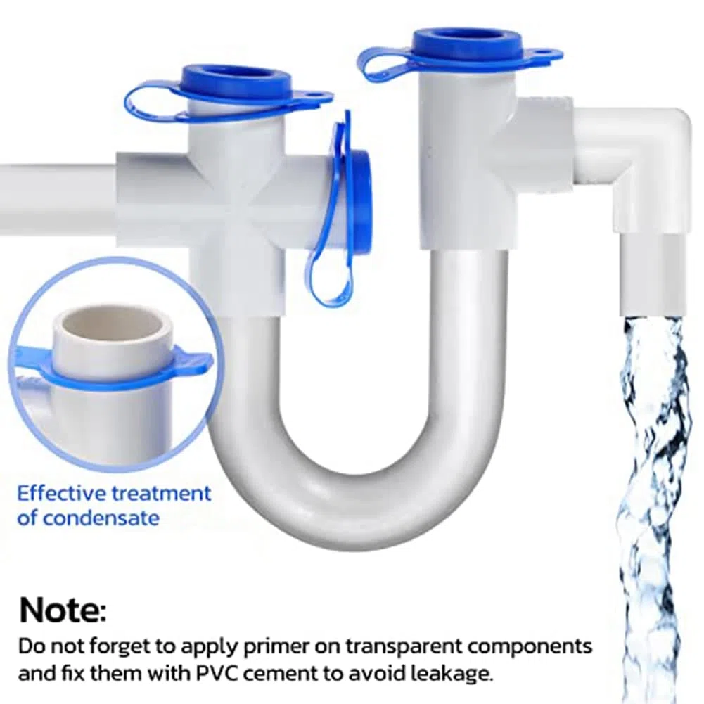 Loufy Confezione da 2 sifoni per condensa standard da 3/4 pollici con per la pulizia da 40,6 cm, trappola a U in PVC trasparente per sistemi HVAC, condizionatori d'aria