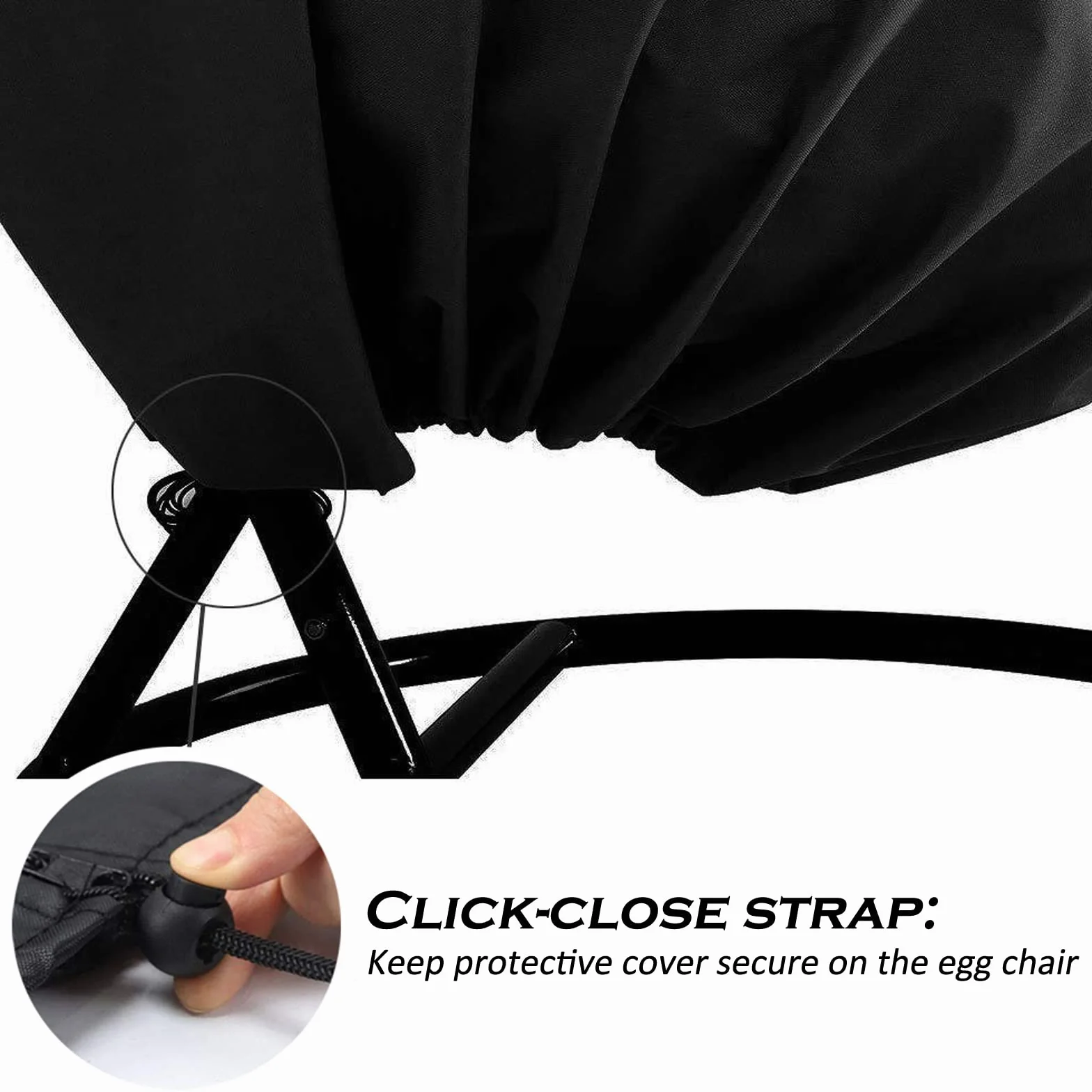 Copri Sedia da Giardino Pensile per Uova in Rattan per Esterni Sedia da Altalena in Vimini Impermeabile Antipolvere per Mobili da Giardino con Cerniera, 190x115 cm (Nero)