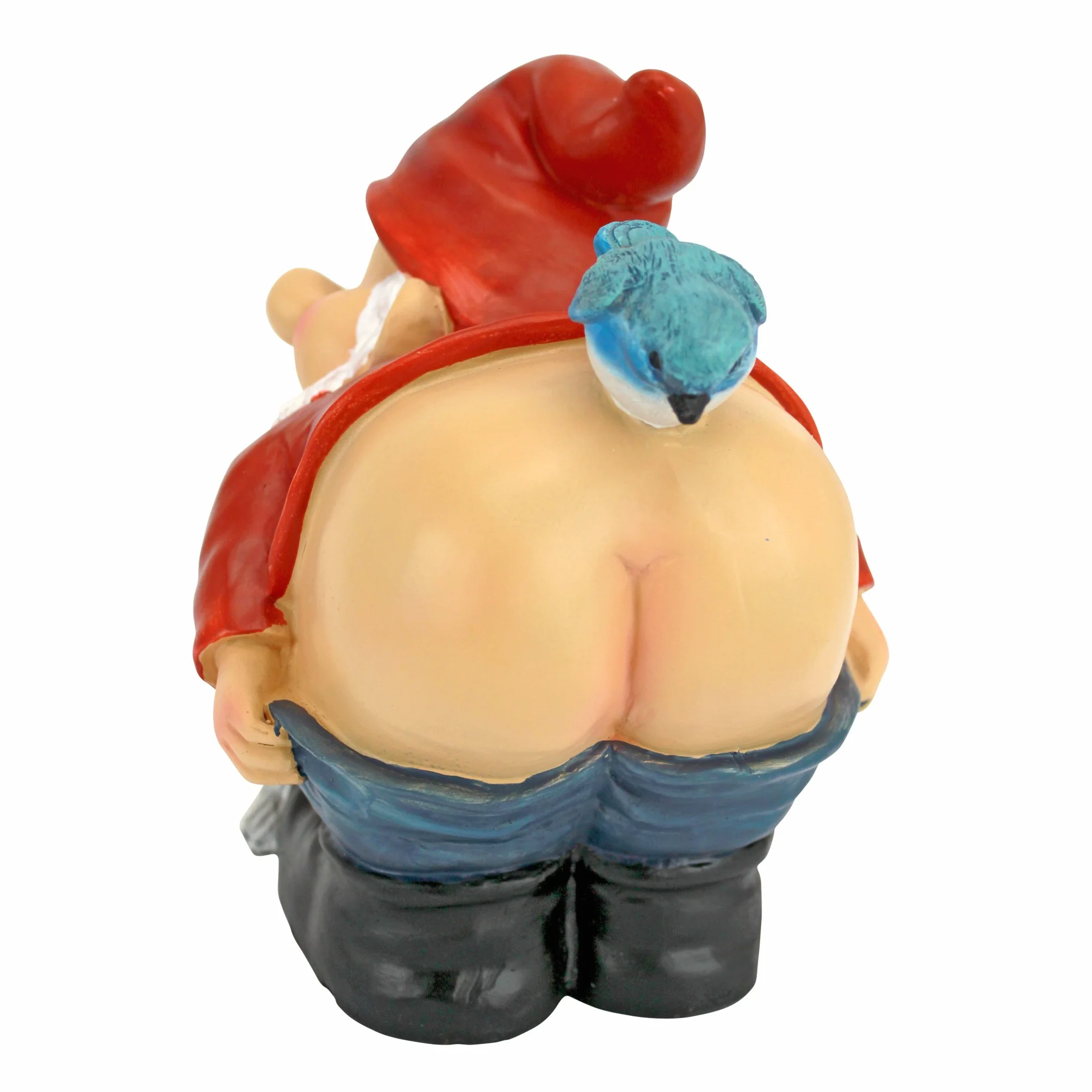 Design Toscano Loonie Moonie con le natiche al vento Statuetta Gnomo da giardino, poliresina, a colori, Media 20,25 cm