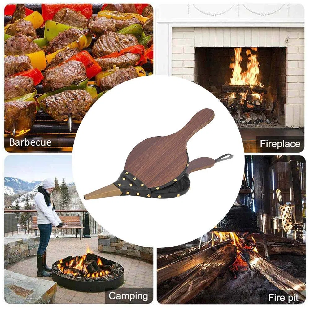 HEEPDD Mantice per Camino, soffietto in legno massello manuale Craft Fast Starter per barbecue Camino Camino Pit Wood Stufa da campeggio da esterno
