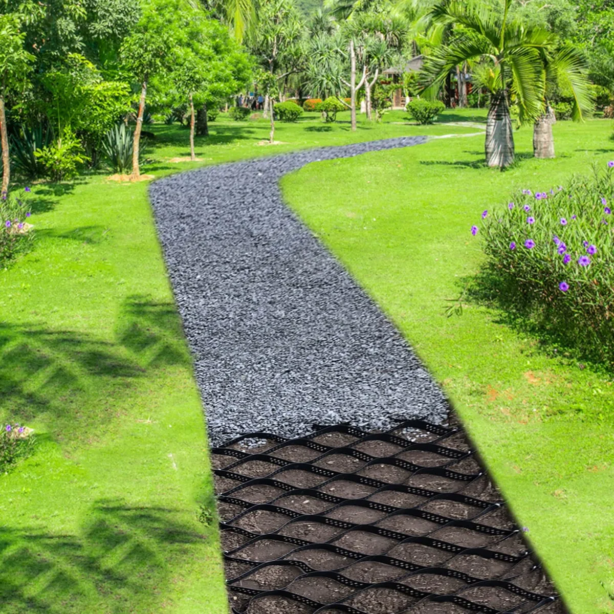 Griglia stabilizzante per erba per giardino e giardino, griglie permeabili per vialetti, sentieri e parcheggi, 5 m/6 m, riempibile con cemento, tappetino di supporto per erba