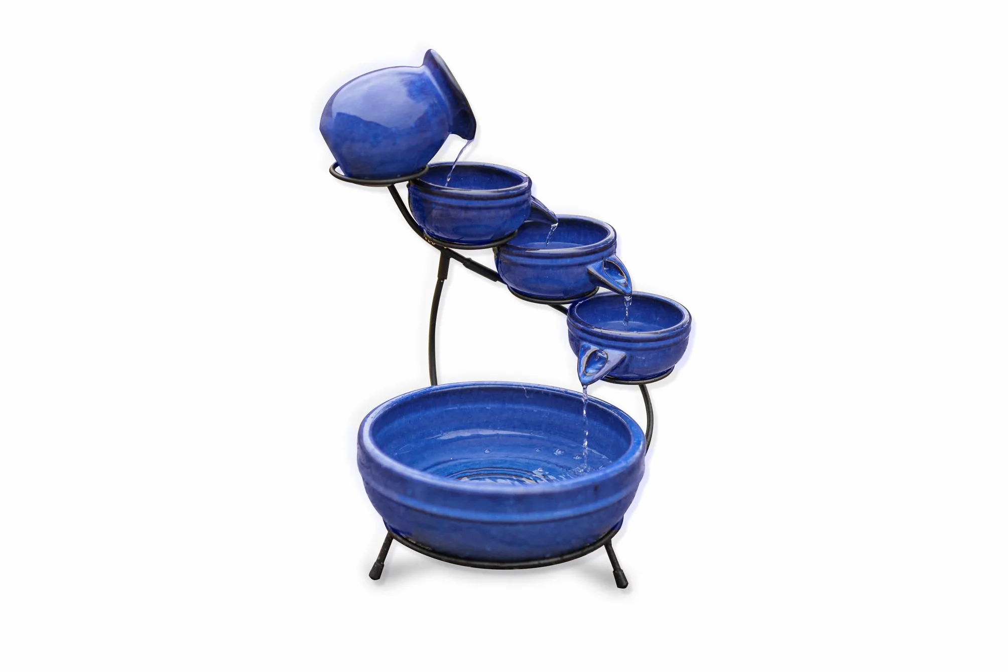 Garden Mile Fontana solare a cascata da 49 cm, a 5 ripiani, in ceramica, a bassa tensione e facile installazione, cascata da giardino per terrazze, regali, prati e decorazioni per esterni