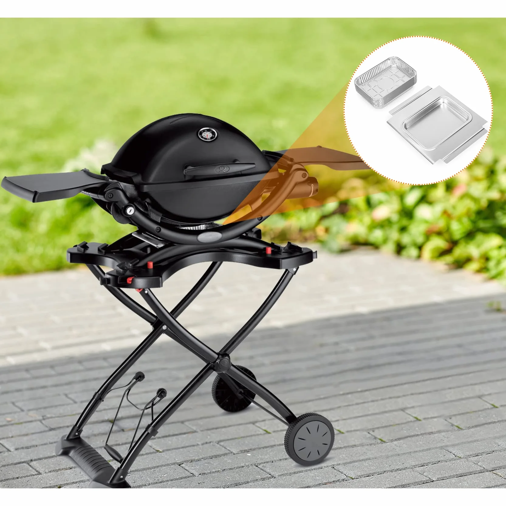onlyfire Kit di Vaschette in Alluminio per Barbecue a Gas Weber Q200 Q300 Q220 Q240 Q2000 Q3000 Q320 Q3200 Series,1 Vaschetta Raccogli-Grasso in Alluminio e 15 Ciotole Monouso