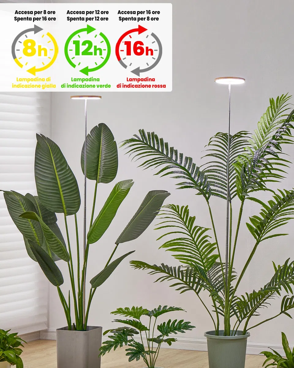Lampada per la crescita delle piante d'interno, LED Grow Light Full Spectrum, altezza regolabile, timer automatico, bassa tensione di sicurezza da 5 V, idea per grandi piante