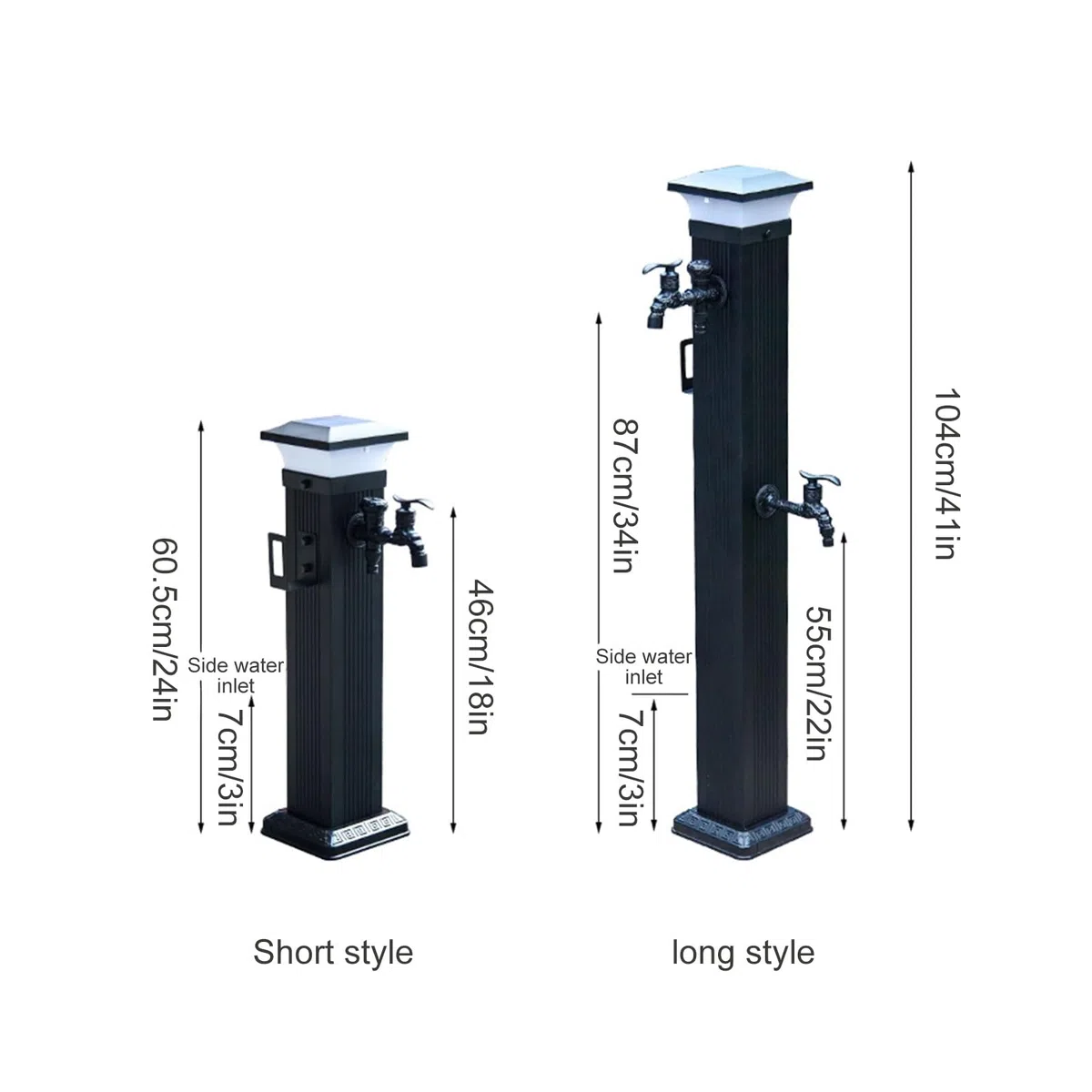 Fontana solare per giardino, elemento decorativo per esterni con rubinetto antigelo, colonna d'acqua solare per cortile e patio