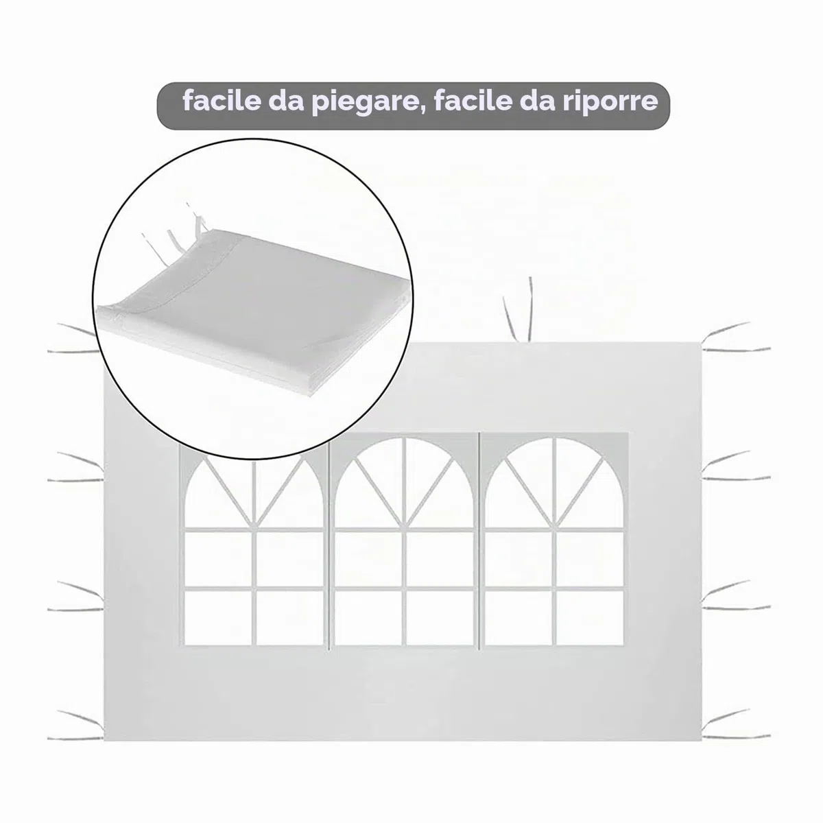 2 Pezzi Pannelli Laterali per Gazebo Impermeabili, 3 x 2 m, Tessuto Oxford 210D con Finestra in PVC – Ricambio per Gazebo da Giardino, Esterno, Feste